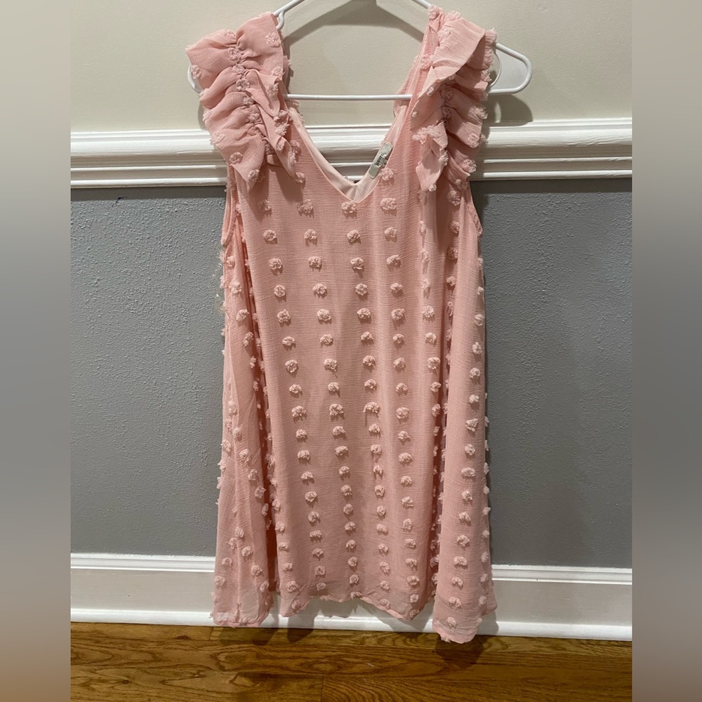Pink V-neck Sleeveless Dress